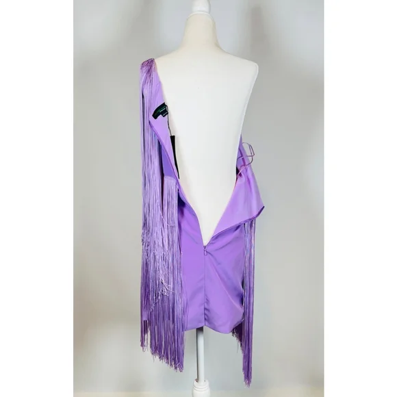 No Pise La Grama Por Daniela Panaro Dress 4 Lavender Purple Fringe One Shoulder